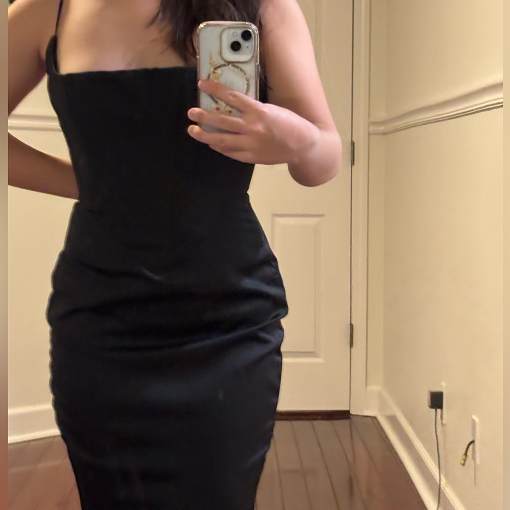 HOUSE OF CB CORSET MAXI DRESS BLACK SUPER FLATTERING SIZE S